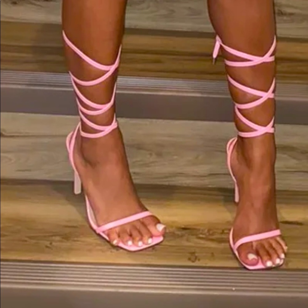 Steve Madden pink tie up heels